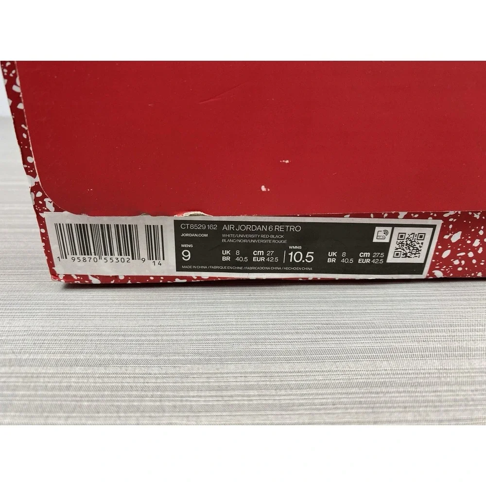 Size 9 - Jordan 6 Retro Red Oreo 2022‎ CT8529-162